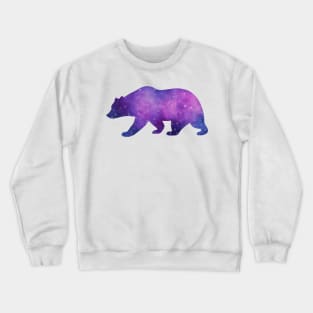 Grizzly Bear Spirit Animal Galaxy Silhouette with Stars Crewneck Sweatshirt